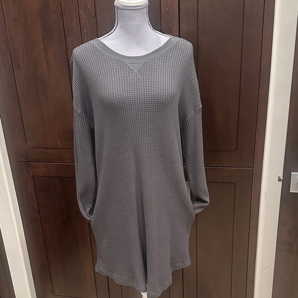 SALE !!! GAP Gray Waffle Knit Long Sleeve Dress. - Picture 3 of 10